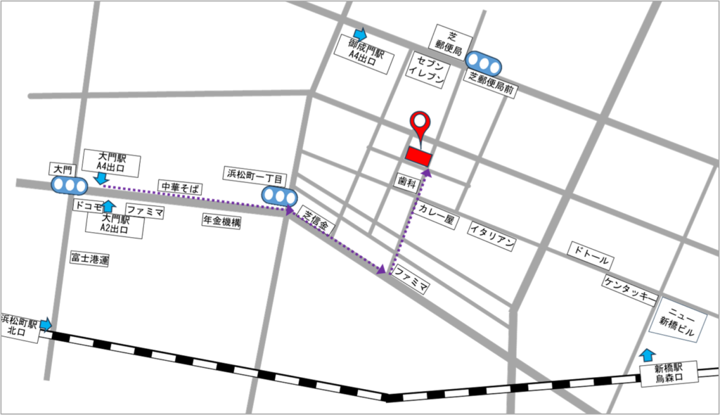 map from daimon sta. A4 exit